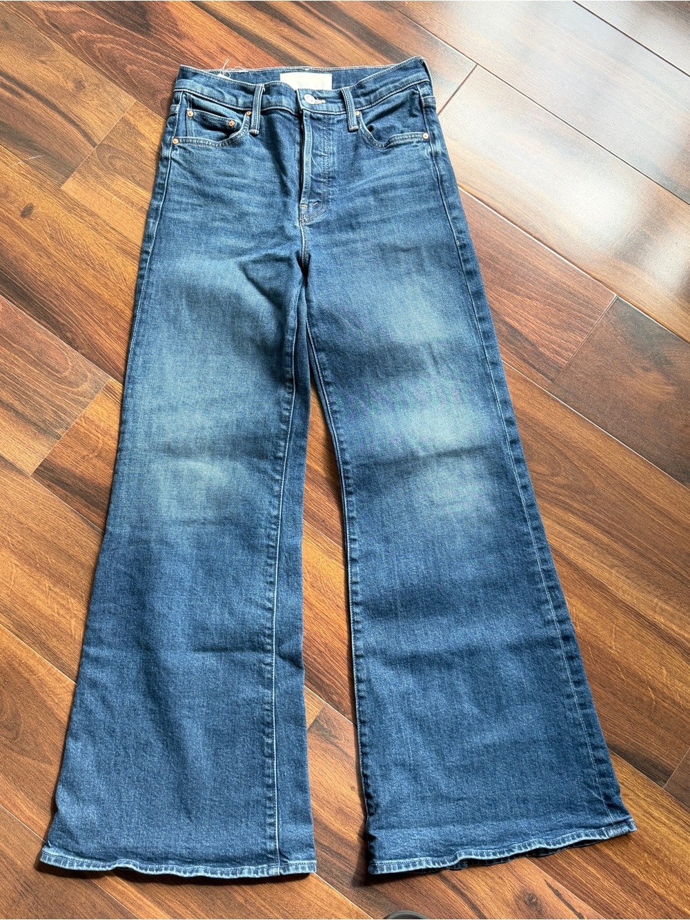 Mother Tomcat Roller Skimp Flare Stretch Dark Wash Jeans Womens 25